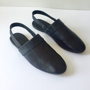 SOLD Rosetta Getty navy leather sling back mules
